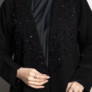 काले खुले अबाया 2026 दुबाई अबाया नवीनतम घर्षण डिजाइन प्रीमियम गुलाबी विशेष कढ़ाई के लिए - Product Image 1