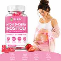 Gummies Myo D Chiro Inositol avec Folate et Vitamine D pour la fertilité féminine, le soutien hormonal ovarien et prénatal, Marque privée, 60 unités