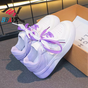 Zapatos Deportivos para Mujer, Blancos, Primavera-Otoño 2025, Nuevos, Planos, Casuales, Impermeables, con Malla, Cordones, Parte Superior de PU, Estilo PVC - Product Image 4
