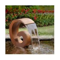 Caractéristique personnalisée ornement de jardin fontaine d'eau en acier rouillé fontaine d'eau ronde en acier corten fontaine d'eau de paysage de table d'eau