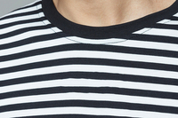 Herren T-Shirt Bekleidungs fabrik Zwei Farben Streifen Benutzer definiertes Druck muster Langarm T-Shirt mit Rundhals ausschnitt