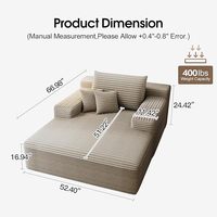 Chaise longue moderne surdimensionnée, canapé-lit rembourré en peluche, siège profond sans structure avec mousse à mémoire de forme et coussins nuage