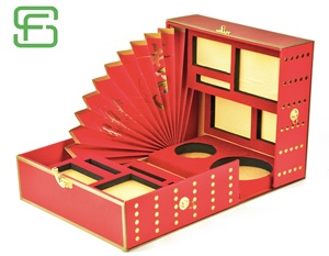 Tùy Chỉnh Thiết Kế Độc Đáo Red Craft Gấp Hộp Quà Tặng Cho Năm Mới Bộ Quà Tặng - Product Image 1