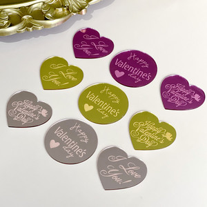 Pièces de monnaie <span class=keywords><strong>en</strong></span> acrylique pour la Saint-Valentin, fournitures pour fête d'anniversaire de mariage, ensemble de décoration de gâteau imprimé avec inscription « Love » - Product Image 4