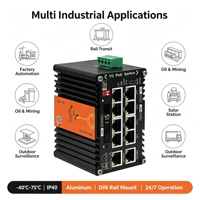 Commutateur AI industriel Mini 8 PoE + 2 RJ45, commutateur 12-48V, affichage LED, Gigabit à 30W
