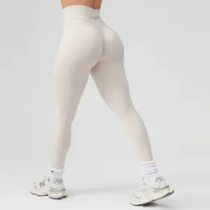 2024 individuelles Logo Spandex Sportbekleidung Damen hohe taille Yoga-Hose Fitnessstudio Training eng Fitnessbekleidung Gesäß-Lifter Yoga-Leggings