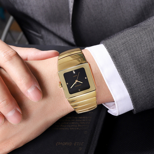 OUPAI 2025 Nuevo Reloj de Pulsera de Cerámica Dorado Cuadrado de Estilo Antiguo para Hombre, Reloj de Cuarzo Luminoso, Elegante y a la Moda - Product Image 4