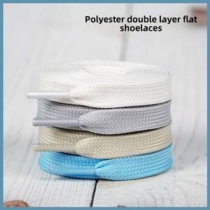 YH polyvalent 8mm coloré Double couche plat Polyester lacets <span class=keywords><strong>AF1</strong></span> <span class=keywords><strong>blanc</strong></span> baskets lacets de chaussures décontractées 8mm lacets de chaussures plates - Product Image 2