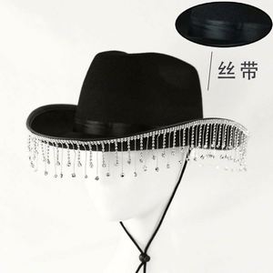 Hot Sale Western Style Cowgirl Hats Bridegroom and Bride Cowboy Hat for Party Rhinestone Cowboy Hat <b>Pink</b> - Product Image 5