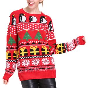 2026 nouveau KJ Oem/Odm usine en gros personnalisé doux coton et acrylique Jacquard motif famille Led <span class=keywords><strong>pull</strong></span> de noël - Product Image 6