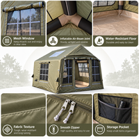 Tente de camping portable 300x265x210cm, tente gonflable à structure pneumatique, grande tente d'extérieur, installation rapide, grand espace, polycoton, OEM ODM, grossistes