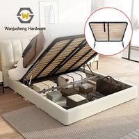 Sommier en acier avec lattes en bois de pin, réglable, amovible, avec fonction de rangement, cadre de lit plat pour chambre à coucher