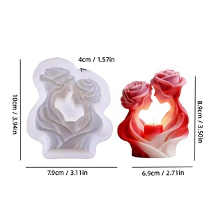 Rose-Shaped Couple Candle <b>Mold</b> Silicone DIY Craft Valentine'S Day Decoration Transparent White Customizable Shape - Product Image 5