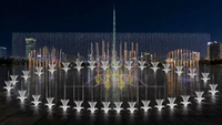Fontaine interactive extérieure moderne en acier inoxydable, programmable, synchronisée avec la musique, laser RGB, directement de l'usine