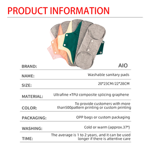 Serviettes hygiéniques féminines réutilisables en coton AIO Maternity Anti-<span class=keywords><strong>Slip</strong></span> Graphene, protège-slips écologiques super absorbants - Product Image 2