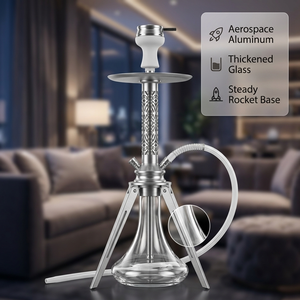 Nouveau modèle de chicha arabe Tall Rocket avec corps en <span class=keywords><strong>bois</strong></span>, aluminium et verre, style européen et américain, pour bar - Product Image 1
