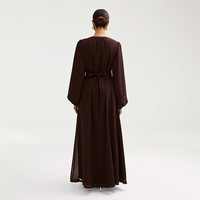 Robe longue musulmane marron foncé Robe longue avec manches lanterne Moyen-Orient Musulman Eid al-Fitr abaya Vêtements