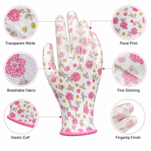 <span class=keywords><strong>Gants</strong></span> <span class=keywords><strong>de</strong></span> jardinage pour femmes à imprimé floral, enduits <span class=keywords><strong>de</strong></span> nitrile, résistants aux épines, respirants, pour la plantation - Product Image 2