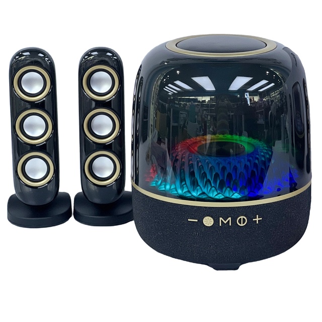Crystal RGB Bluetooth Speaker Stereo Wireless Desktop Sound System TWS LED Transparent Ambient Mood Light Lamp Audio Speaker