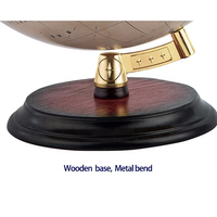 Globe terrestre antique en plastique de 13 pouces avec base en bois et support en laiton, sphère en papier de 32 cm, décoration éducative pour la maison/le bureau ILEXRUI