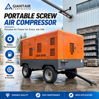 Compresseur d'air rotatif à vis industriel portable diesel GIANTAIR 7bar 8bar 12bar, entraîné par moteur, pour équipement de forage minier