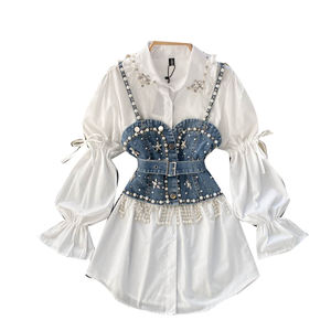 Set da <span class=keywords><strong>donna</strong></span> <span class=keywords><strong>primavera</strong></span> solido manica a sbuffo diamanti gilet <span class=keywords><strong>Casual</strong></span> due pezzi Set <span class=keywords><strong>abbigliamento</strong></span> all'ingrosso - Product Image 5