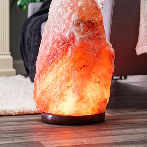 Lampe en sel de l'Himalaya 4 kg, ronde, sculptée à la main, en cristal, pour la pleine conscience et la méditation, certifiée HACCP, base en bois - Product Image 5