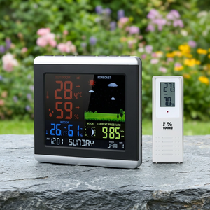 Estación Meteorológica Digital por Radio, Reloj Despertador <span class=keywords><strong>de</strong></span> Escritorio con Control por Voz, Temperatura Interior y Exterior, Humedad, Termómetro, <span class=keywords><strong>Fase</strong></span> Lunar - Product Image 1