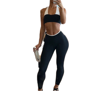 Conjunto de Yoga para Mujer con Sujetador Deportivo Acolchado Incorporado, Cintura Alta, Alta Elasticidad, Secado Rápido, Antiestático, Spandex/Nylon para Gimnasio y Fitness - Product Image 1