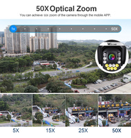 Wistino Cámara de red para exteriores 4G WIFI ICSee 8MP Ultra HD 50X Zoom Visión nocturna CMOS NVR Cámara DE SEGURIDAD CCTV