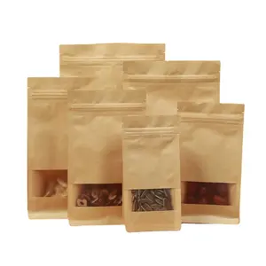Customized Logo Kraft Paper Bio-Degradable Sealing Bag Tea Packaging Food Storage for Dried Fruit Grain Other Dry Ingredients