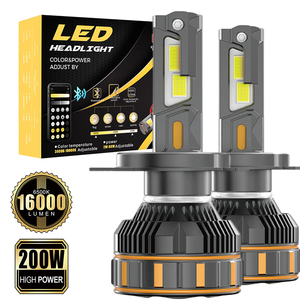 Feux de croisement <span class=keywords><strong>LED</strong></span> P8C Switchback Tri-Color 3000K 4300K 6000K H4 <span class=keywords><strong>H7</strong></span> H11 pour voiture, 200W 8000LM, ampoule automobile haute puissance pour mauvais temps - Product Image 1