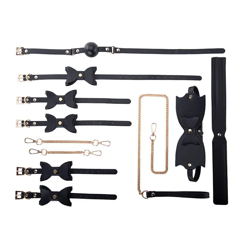 Girlspower Adulto Casal SM Set PU Amantes Desgaste BDSM Bondage Collar Couro Chicote Fetiche Produto Brinquedo Equipamento Brinquedos Sexuais