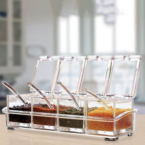 <strong>Kitchen</strong> <strong>Storage</strong> <strong>Container</strong> Clear Condiment Jars Plastic Spice Box 4 Piece Set Acrylic Seasoning Box - Product Image 3