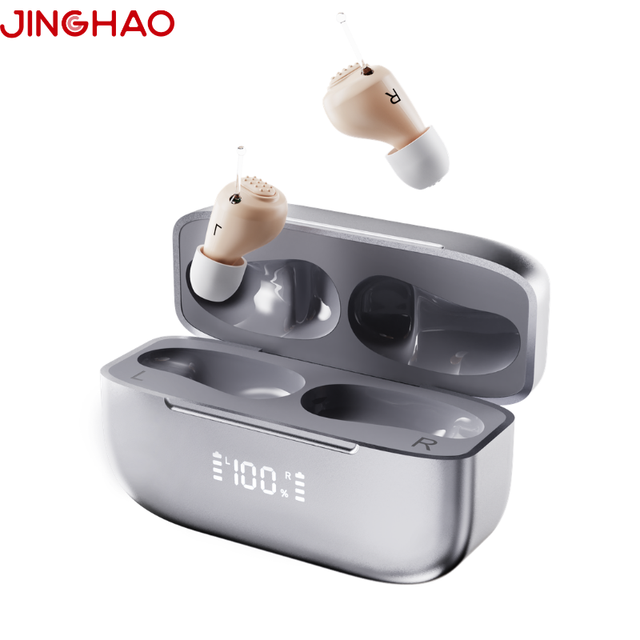 JINGHAO Digital Hearing Aid Premium Sound Amplifier Rechargeable Invisible-in-Ear Clear Sound for Social Conversations
