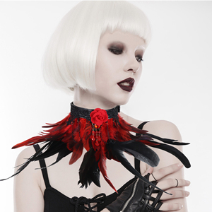 Collar <span class=keywords><strong>de</strong></span> Plumas con Rosas Rojas Góticas, Accesorio <span class=keywords><strong>de</strong></span> Disfraz para Cosplay <span class=keywords><strong>de</strong></span> Vampiro y Teatro - Product Image 5