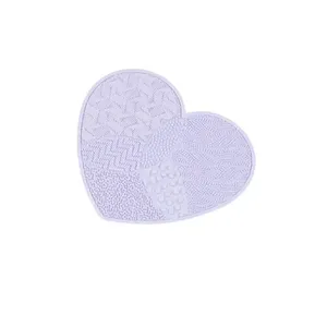 New Heart Shape Portable Cosmetics Scrubber Board Silicone Makeup Cleaning Brush Cleaner Mat Make Up Washing Pad With Suction