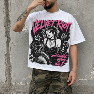 เสื้อยืดสตรีทแวร์คัสตอม 300GSM ผ้าคอตตอนหนา 100% ทรงโอเวอร์ไซส์ ทรงบ็อกซี่ ตัดสั้น ป้องกันขนร่วง ลายกราฟิก แขนสั้น สำหรับผู้ชาย - Product Image 3