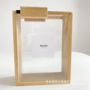 Wooden Rice Storage Box Square With Transparent Window For <b>Kitchen</b> Food Container Natural Wood Color - Product Image 4