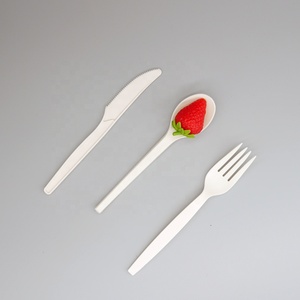 Set di posate usa e getta biodegradabile di amido di mais PSM Kit di posate ecocompatibili con coltello e forchetta - Product Image 5