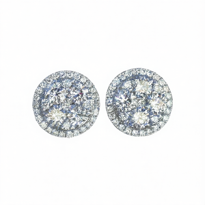 Boucles d'oreilles en or blanc avec diamants ronds taille brillant, couleur D, certifiées GIA, bijoux classiques pour femmes, pour mariage - Product Image 1