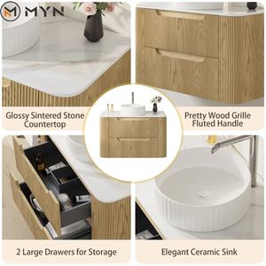 Di fascia alta di piccole dimensioni personalizzare colori dimensioni materiali Design moderno doppio cassetti scanalato vanità bagno con lavello da banco - Product Image 3