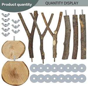 8 Stück Naturholz Vogel Barsch Holz Papagei Barsch Stand Gabel Spielzeug hängen Multi-Branch Barsch Plattform Hängematte Schaukel Spielzeug - Product Image 4