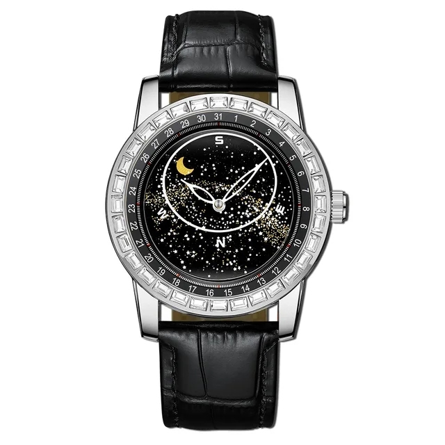 2 boîtiers argentés, cadran noir, bracelet noir