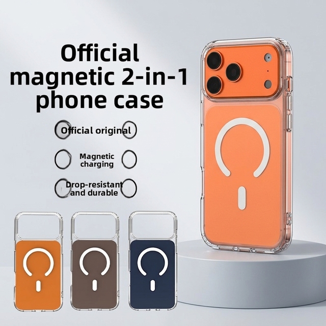 Official TPU Plain Magnetic Phone case for 17 Pro Max Featuring a Large Window and Drop-resistant protection