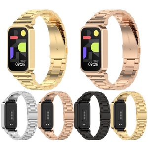 Bracelet de montre intégré intelligent de luxe pour Mi Band3 bracelet de montre en métal à trois perles pour Mi Band9 bracelet de montre en acier inoxydable actif - Product Image 1