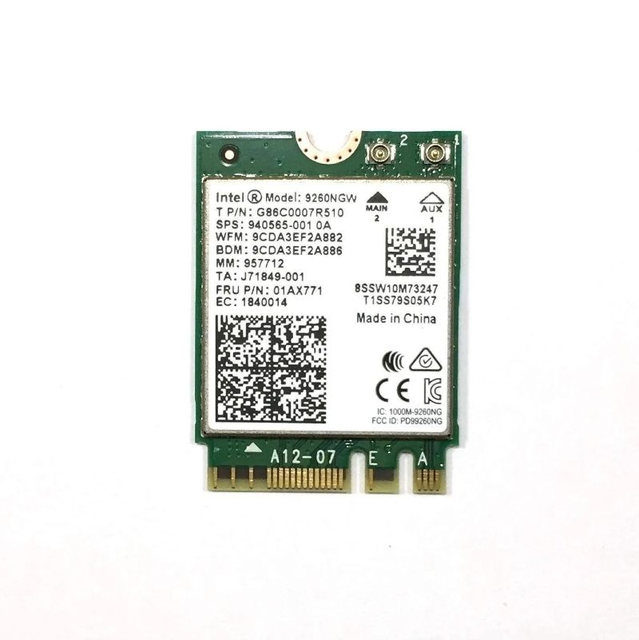 2.4G 5G Intel 9260NGW 1730Mbp NGFF Dual Band 802.11AC Wifi BT 5.0 Wireless Network Card
