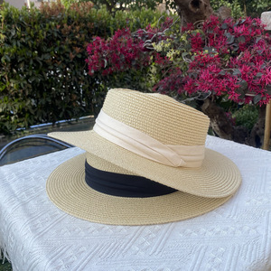 Sombreros de paja de tapa plana personalizados al por mayor sombrero de paja de papel de verano de alta calidad sombrero de paja visera de playa de verano GORRA DE PAJA - Product Image 5