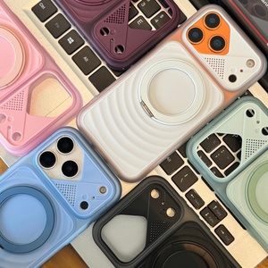 เคสโทรศัพท์มือถือแบบแม่เหล็กเนื้อแมทแบบลูกฟูกสำหรับ iPhone 18 14 15 16 17 Pro Max แบบขายส่ง พร้อมการปกป้อง 360 องศา °   ฝาครอบป้องกันขาตั้งแบบวงแหวนโลหะ - Product Image 3
