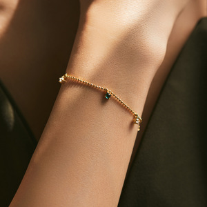 S925 Silver Chain <b>Bracelet</b> With Green Crystal And Diamond Star Charms Minimalist Everyday Wear Women's Jewelry - Product Image 5